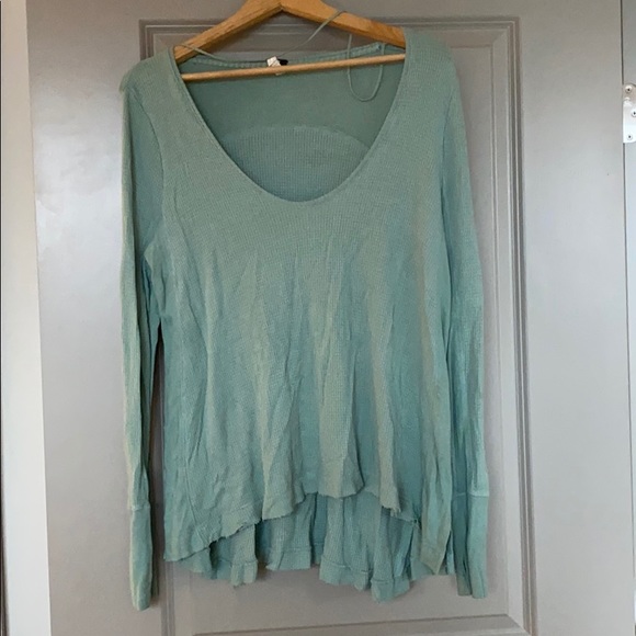 Free People Waffle Shirt - Seafoam Green - Picture 1 of 2